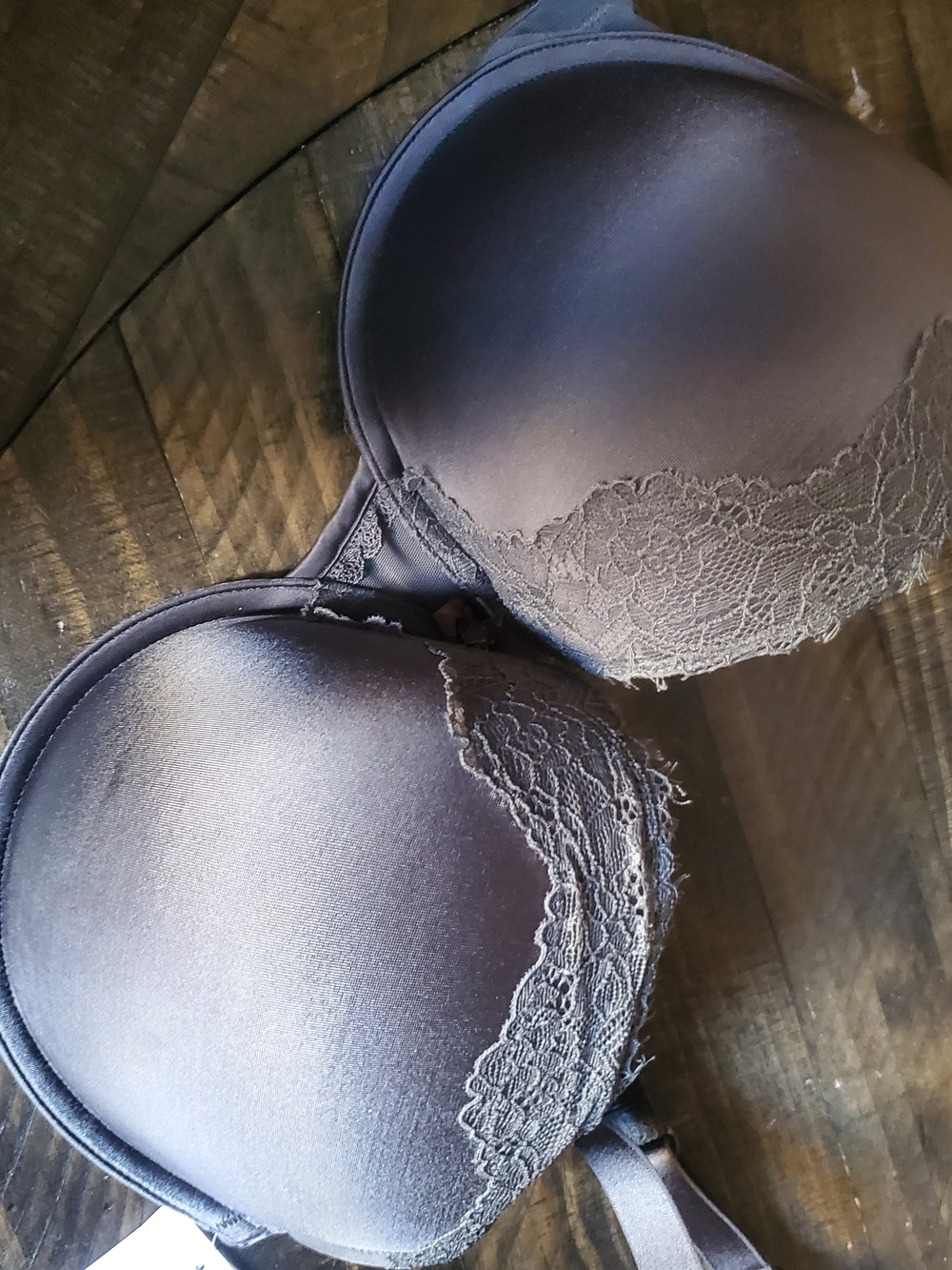 Auden Gray Lace-Trim T-Shirt Bra